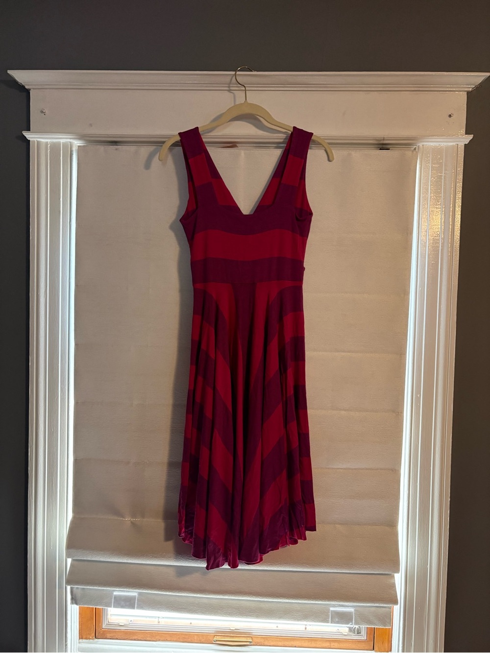 Sleeveless Striped Midi Dress in Fuchsia and Plum - Picture 3 of 6